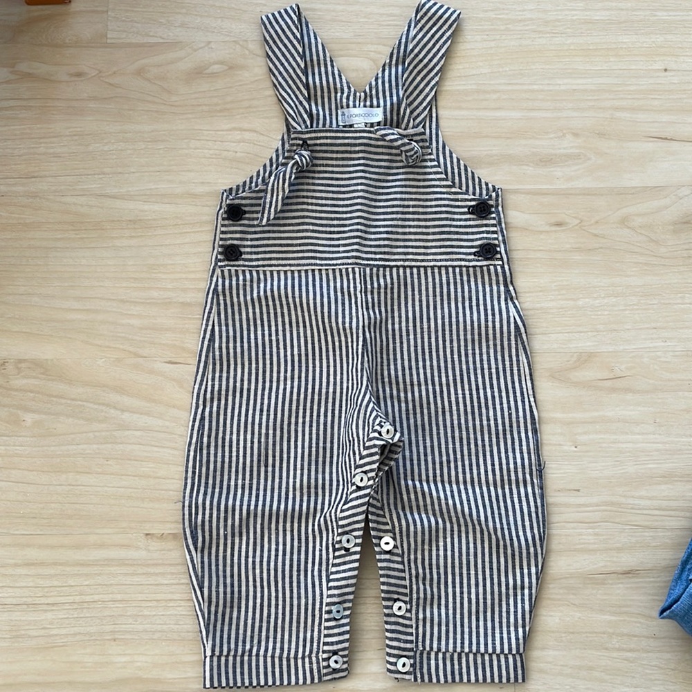 EUC Il Porticciolo Navy Striped Overalls